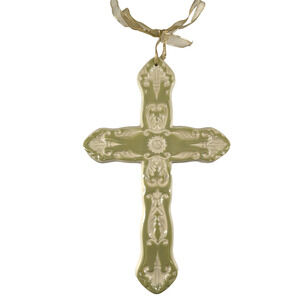 Southern Living At Home Cathy Robinson Moss Green Ceramic Cross